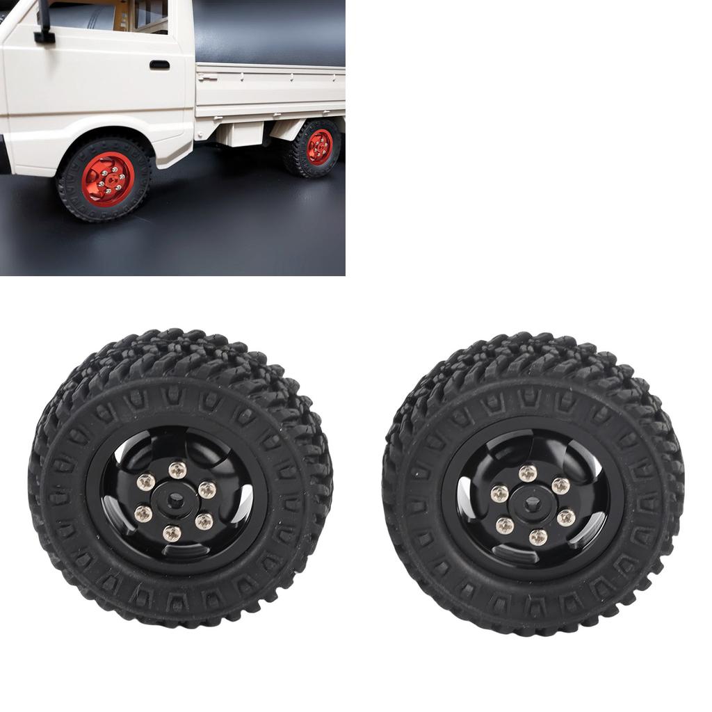 2Pcs Truck Wheel Rubber Tire 55mm Dia Aluminium Alloy Fit for WPL D12 1Celsius10 RC Car
