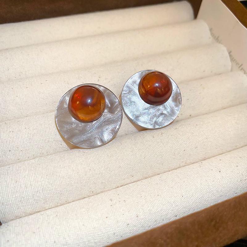 Silver Needle Geometric Irregular Resin Y2K Earrings - Retro Stud Ear Accessories for Women