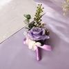 Yousheng Purple Wedding Boutonniere, Artificial Silk Flower Lapel Pin for Groom Bride Parents, Romantic Wrist Corsage for Bridal