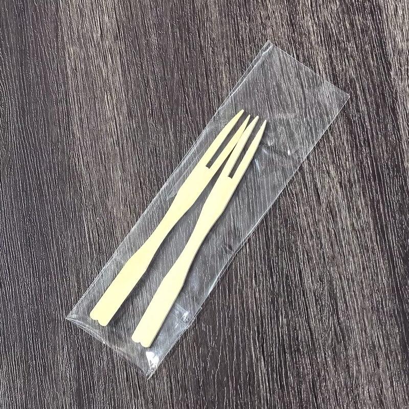 Qiwei Disposable Bamboo Forks for Fruit, Salad & Cake
