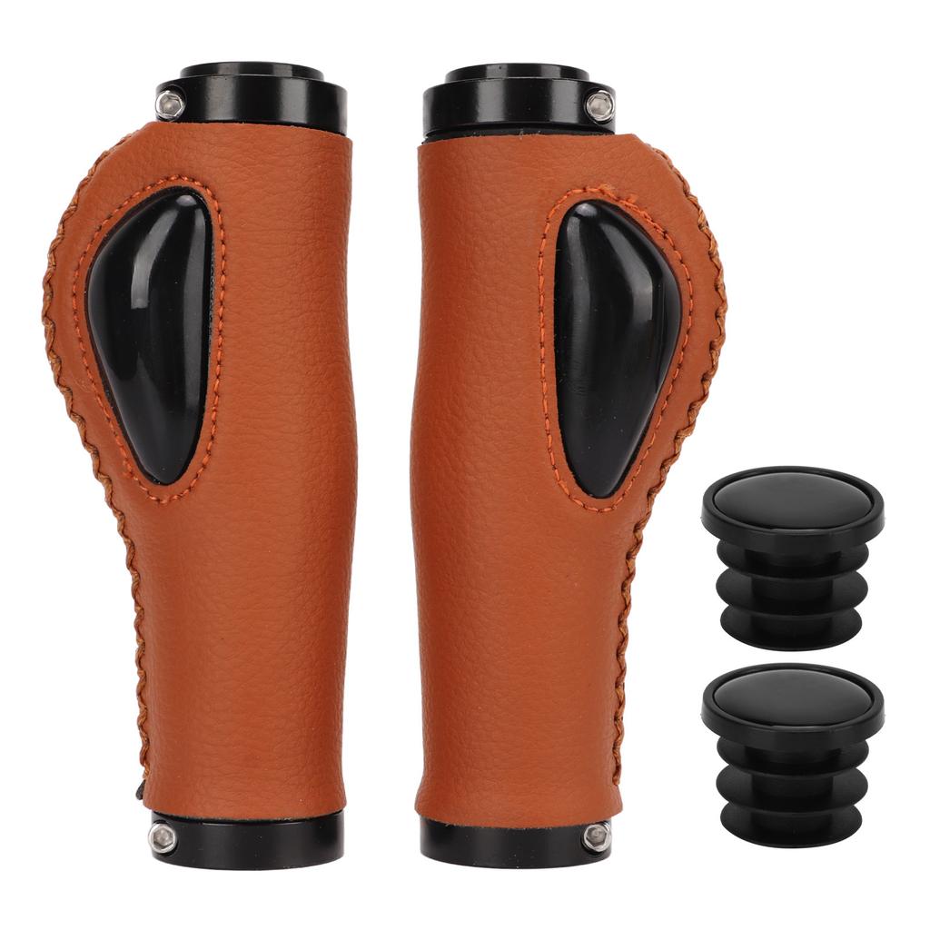 Artificial Leather Bicycle Grips Liquid Silicone Palm Pad Shock Absorption Handlebar Cover for Bike Accessories Brown