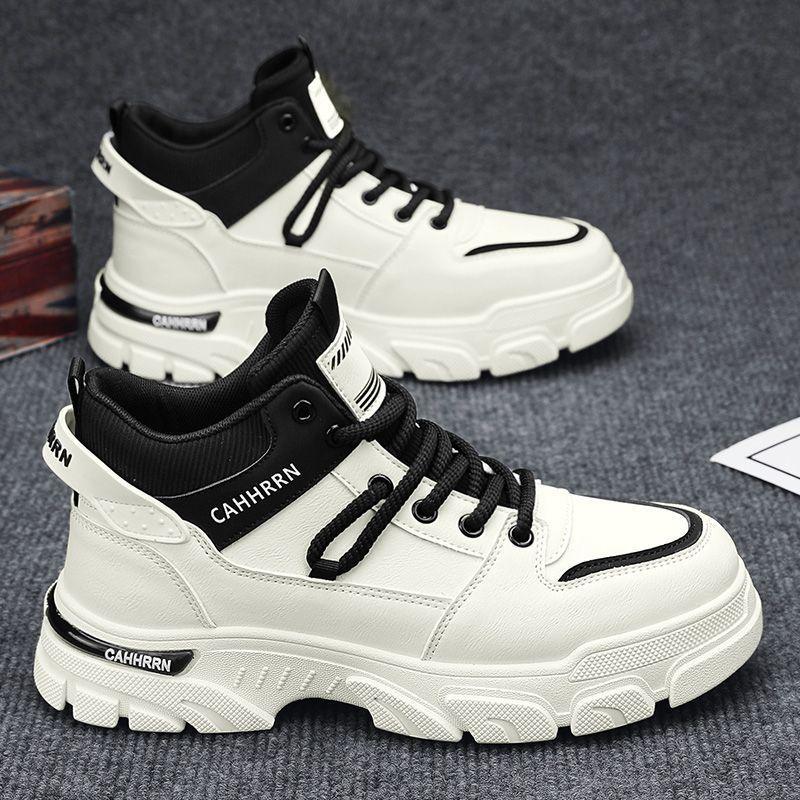 2026 Spring Autumn Outdoor Lace Up Men High Top Anti Slip Work Boots Korean New Durable Height Increasing All Match Casual Shoes