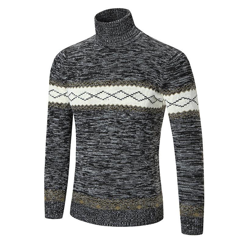 Men's Sweater High Neck Sweater Solid Color Slim Bottoming Sweater
