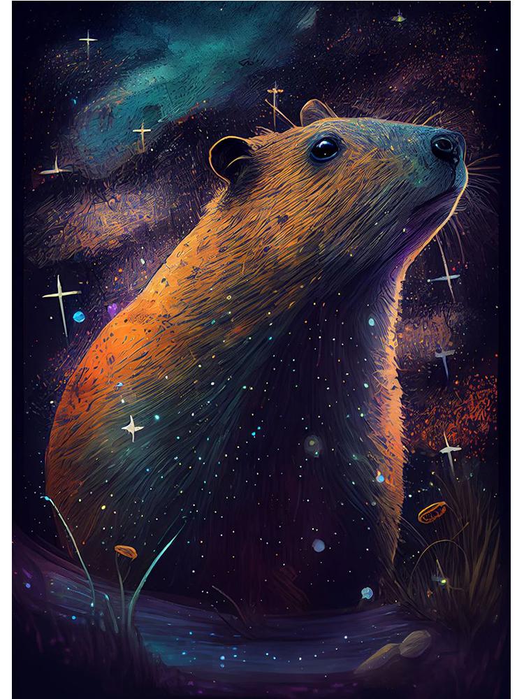 Cute Space Astronaut Capybara Portrait Poster Print Canvas Painting Funny Animal Wall Art For Kid Bedroom Home Decoration