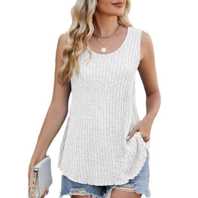 Spring New Round Neck Casual Sleeveless Solid-color Knitted Vest