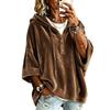 Women's Velvet Hooded Sweatshirt with Drawstring, Loose Fit Sleeve