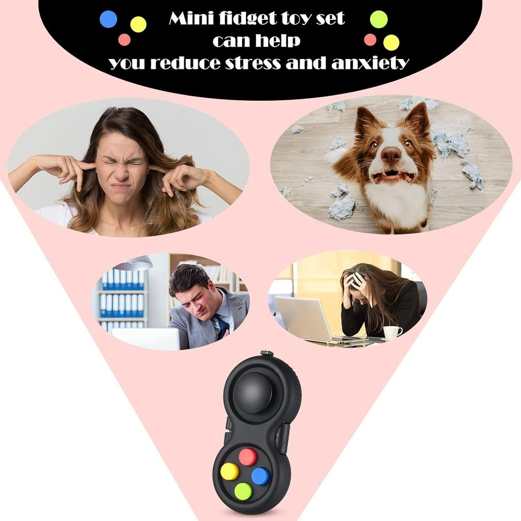 6 Pieces Cam Fidget Pad Controller Relieve Anxiety Handheld Mini Game Remote Controller Fidget Pad Stress Reducer for Adult Relieve Stres