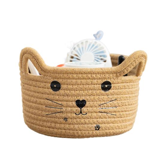 Sundries Basket Hand Woven Storage Handmade Durable Cat Ears Desktop Box Indoor Decor Office Use