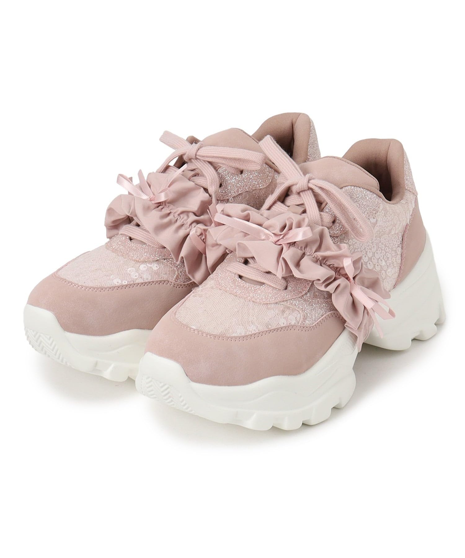 

Esperanza Frill Belt Sequin Pink Size S 2-Way Sneakers, (372), (22.0cm-22.5cm)