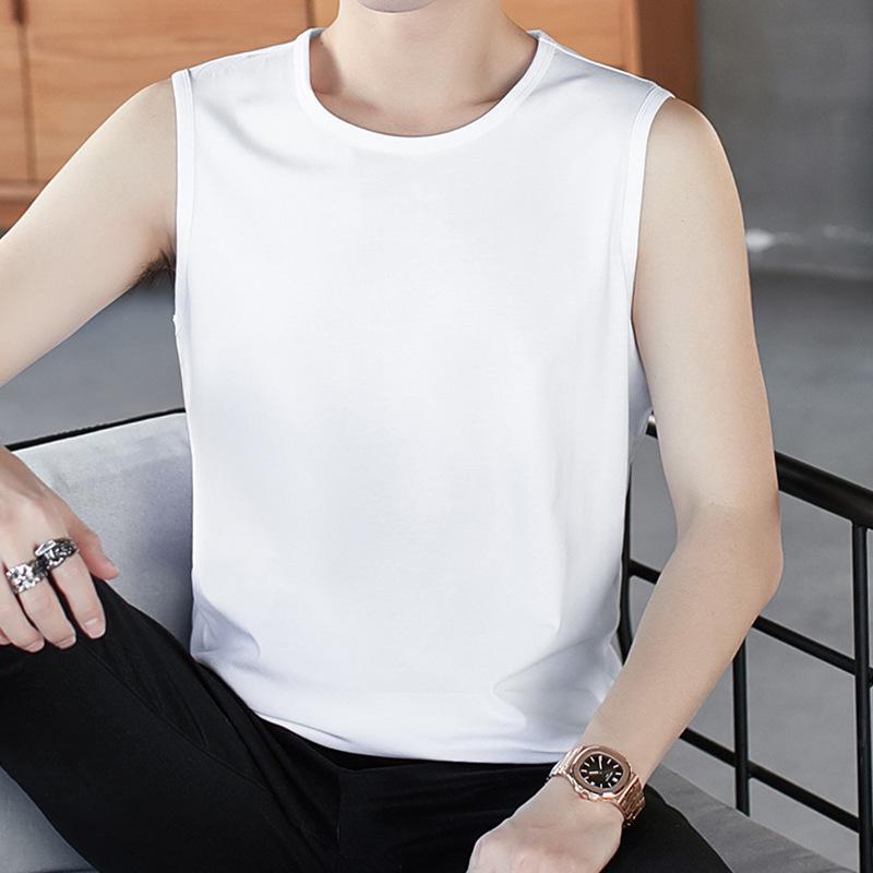 Men's Slim Korean Style V-Neck Sleeveless Vest - Casual Breathable Solid Color Youth Waistcoat
