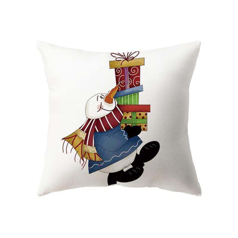 Cute Santa Claus Merry Christmas Print Pattern Cushion Cover Home Living Room Sofa Decoration Polyester Pillow Pillow Cover