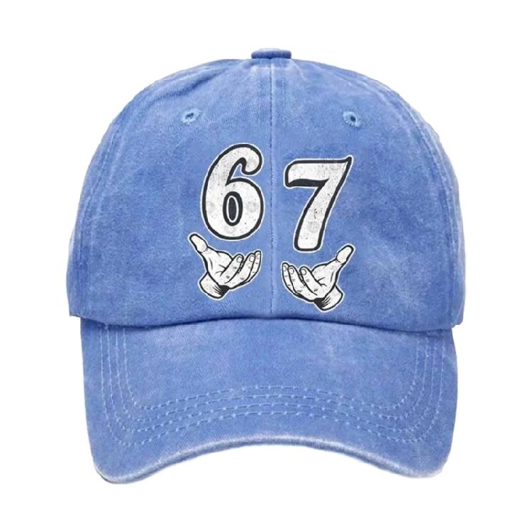 Casual Cotton Baseball Cap Sun Hat Size 67 Print Pattern Streetwear Distressed Print светло-синий