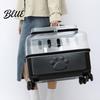 Wheeled Pet Carrier Strap Breathable Trolley Case Wheels Transparent Cat with Convenient Shoulder Holes Large