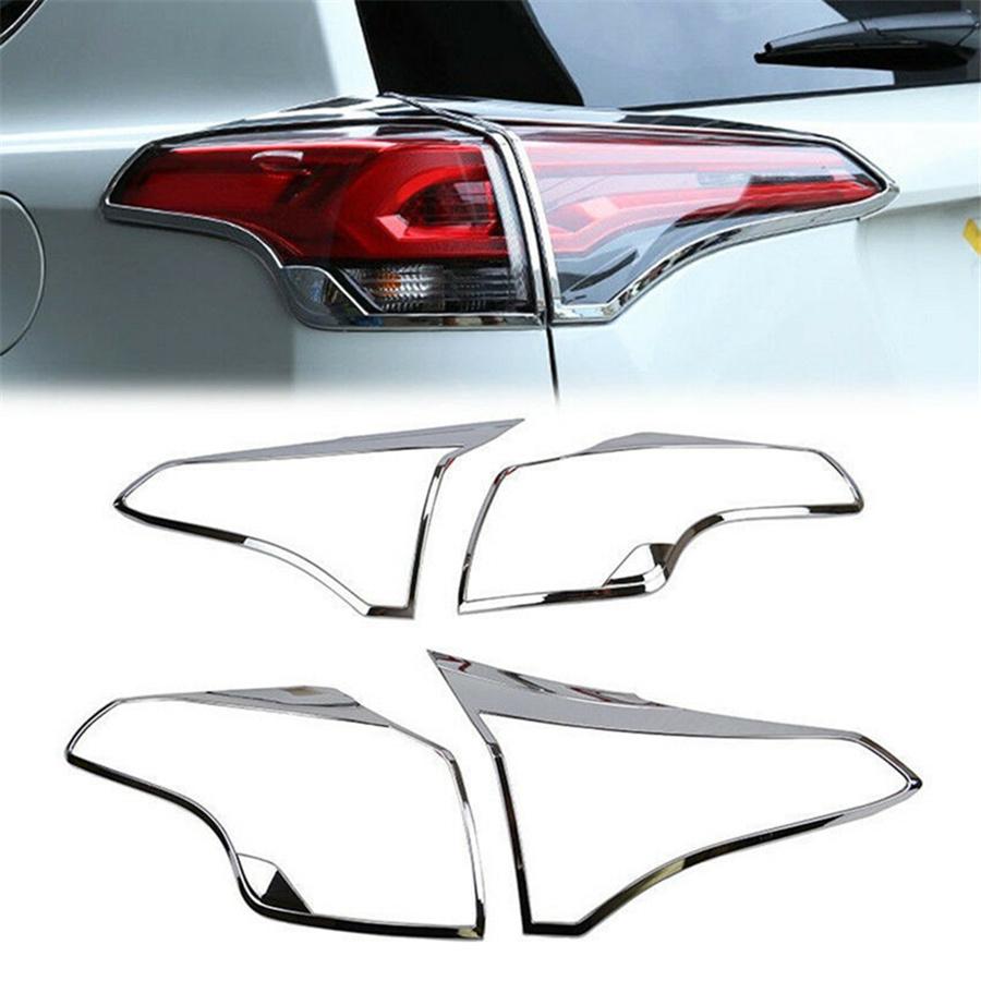 ABS Chrome Rear Tail Light Tail Lamp Cover Trim 4pcs For Toyota RAV4 2016-2018