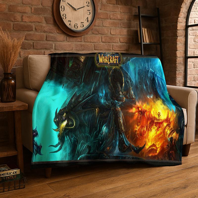Demon Hunter Arthas World of Warcraft WOW Game Flannel Blanket Soft Warm Throw Blanket for Bedroom Living Room Bed Travel Picnic