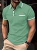 Slim Fit Men's Short Sleeve Polo Shirt with Pocket, Casual Daily Wear Top