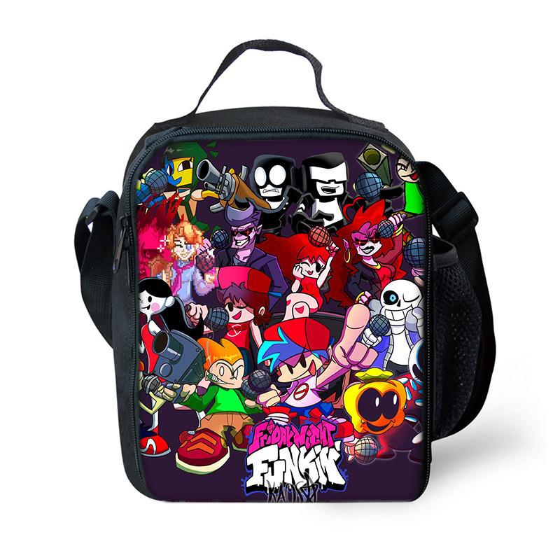Funkin Night Friday Fnf Lunch Bags Thermal School Handbag For Kids Single Strap