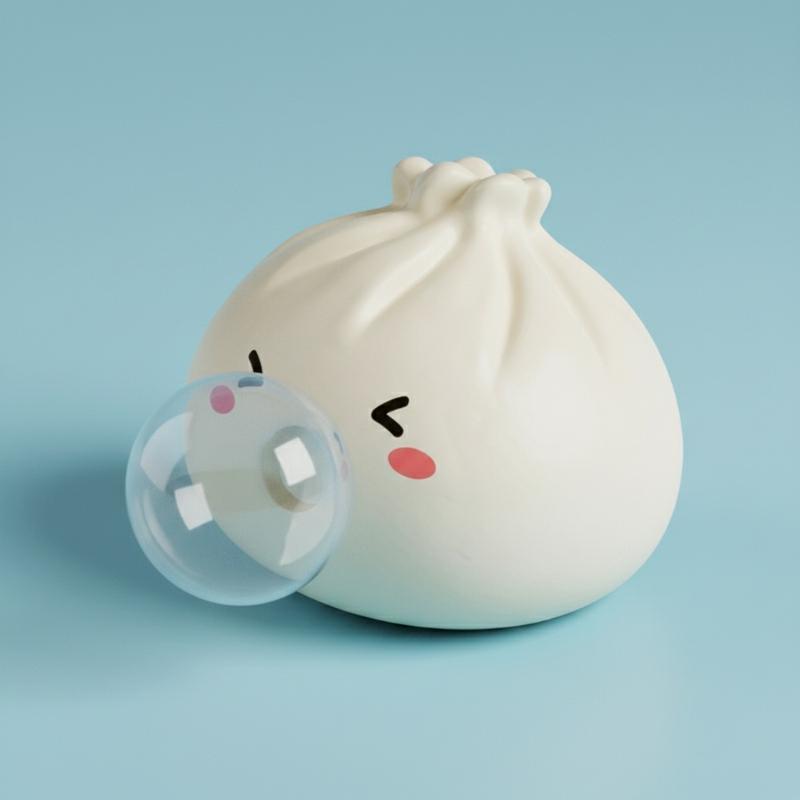 Cute Cartoon Steamed Bun Shaped Soft Bubble Finger Toy Stress Reliever Mini Steamed Bun Squishy Toy