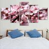 Home Decor Pictures HD Prints 5 Pieces Peach Cherry Blossoms Landscape Painting Wall Art Canvas Flowers Poster Modular Framework