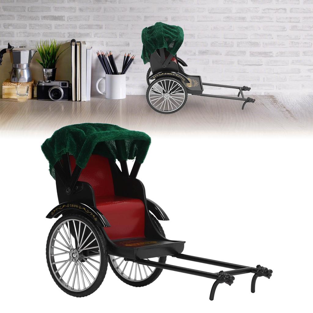 Simulation Rickshaw Model Toy Alloy Delicate Details Exquisite Workmanship Jinrikisha Decoration for Home Decoration
