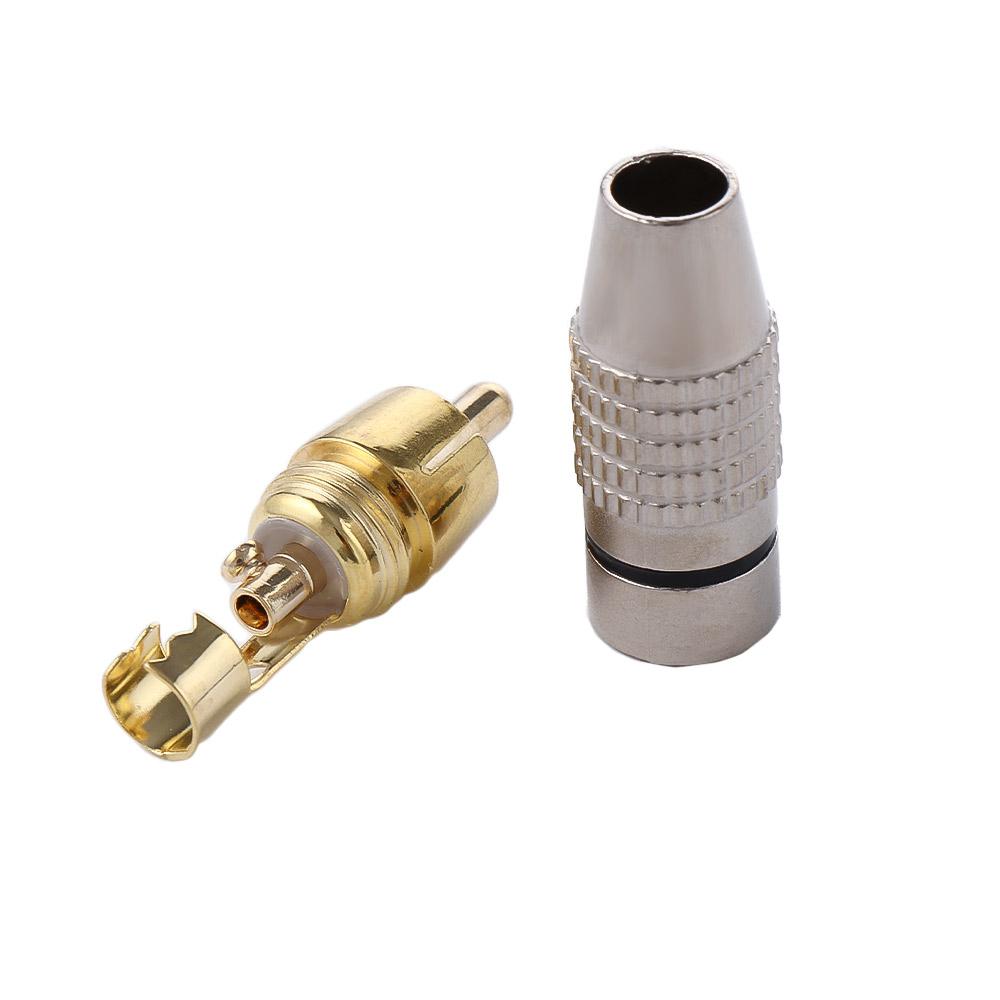 Non Solder Locking Cable Audio Video Solder-Free Connector Adapter RCA RCA Male Plug