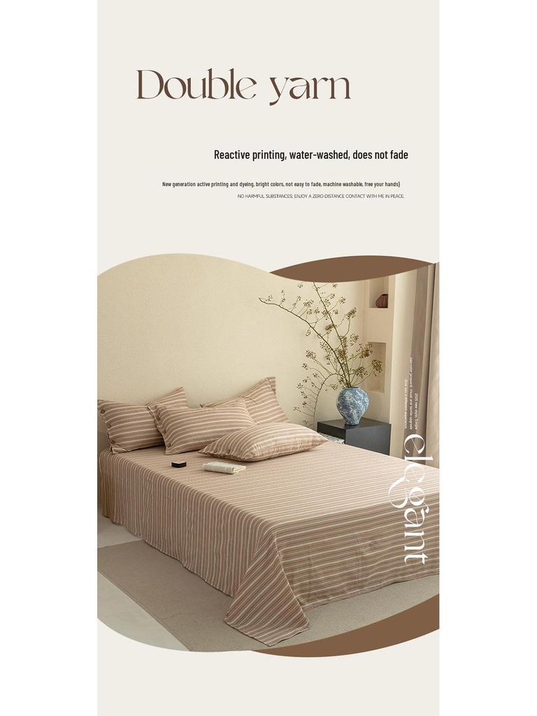 European Style Retro Crinkled Gauze Linen Button-Up Set - Machine Washable, Ideal for Naked Sleep with Fitted Sheet.