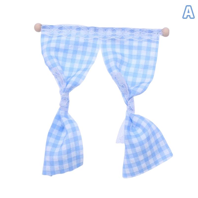 1:12 Cute Dollhouse Miniatures Daisy Flower Curtain Lace Curtain Cotton Curtain for Dolls House Bedroom Furniture Decor