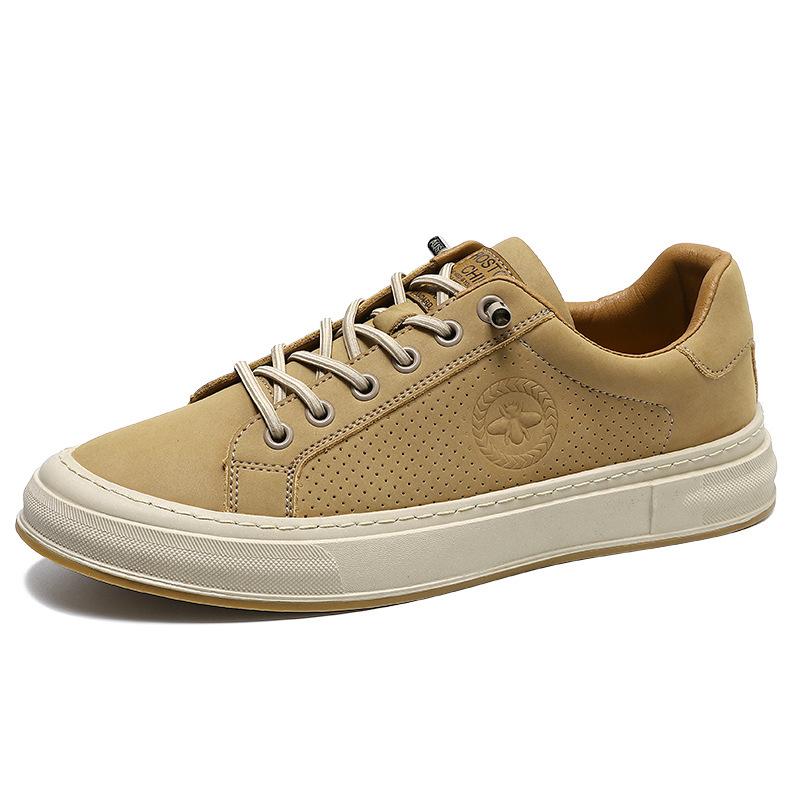 

Export fashion embossed bee board shoes men s European station cowhide hollow breathable trend casual sports shoes 38