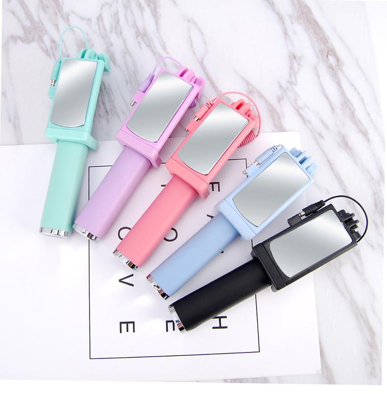 Mirror Monopod Premium Quality Wired Selfie Stick Extendable Design Travel For