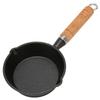 Frying Pan Cast Iron Skillet Drip Spouts Wooden Handle Stain Resistant Quick Heat Easy To Clean Cook Pan