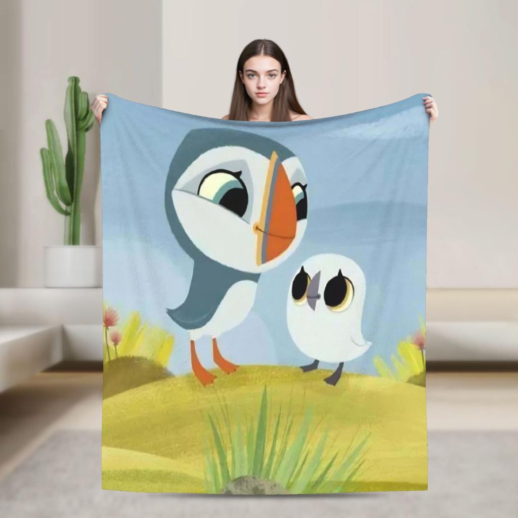 Puffins Rocks Plush Blankets Students Flannel Throw Blanket For Home Decor Soft Warm Design Quality Bedspread Birthday Present