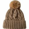 Fleece Lined Knit Hat, Warm Winter Hat for Women, Soft Thick Cap One Size Beige