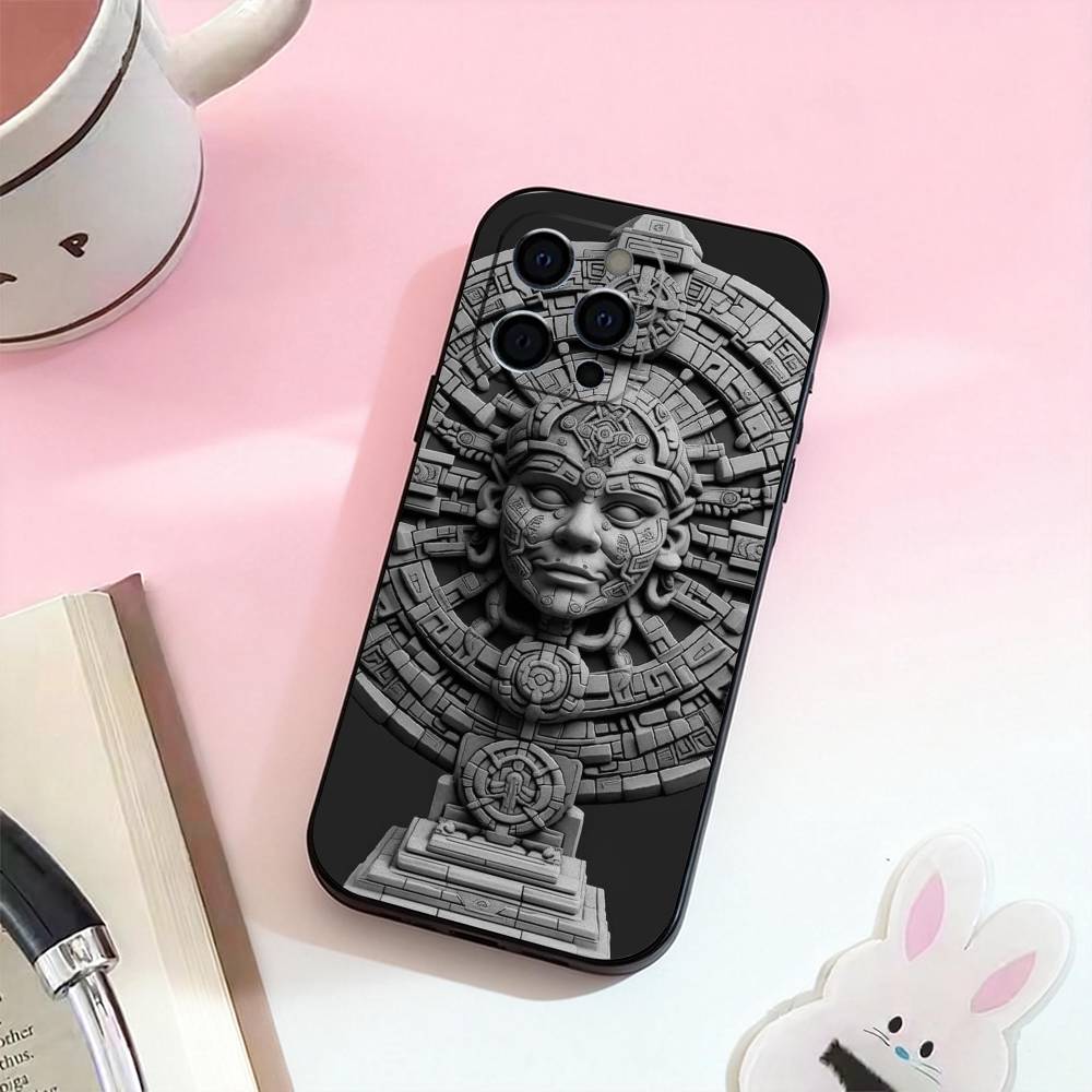 Mayan Aztec Calendar Statue  Phone Case Silicone Soft For IPhone 17,16,15,14,13,12,11,XS,Plus Pro Max