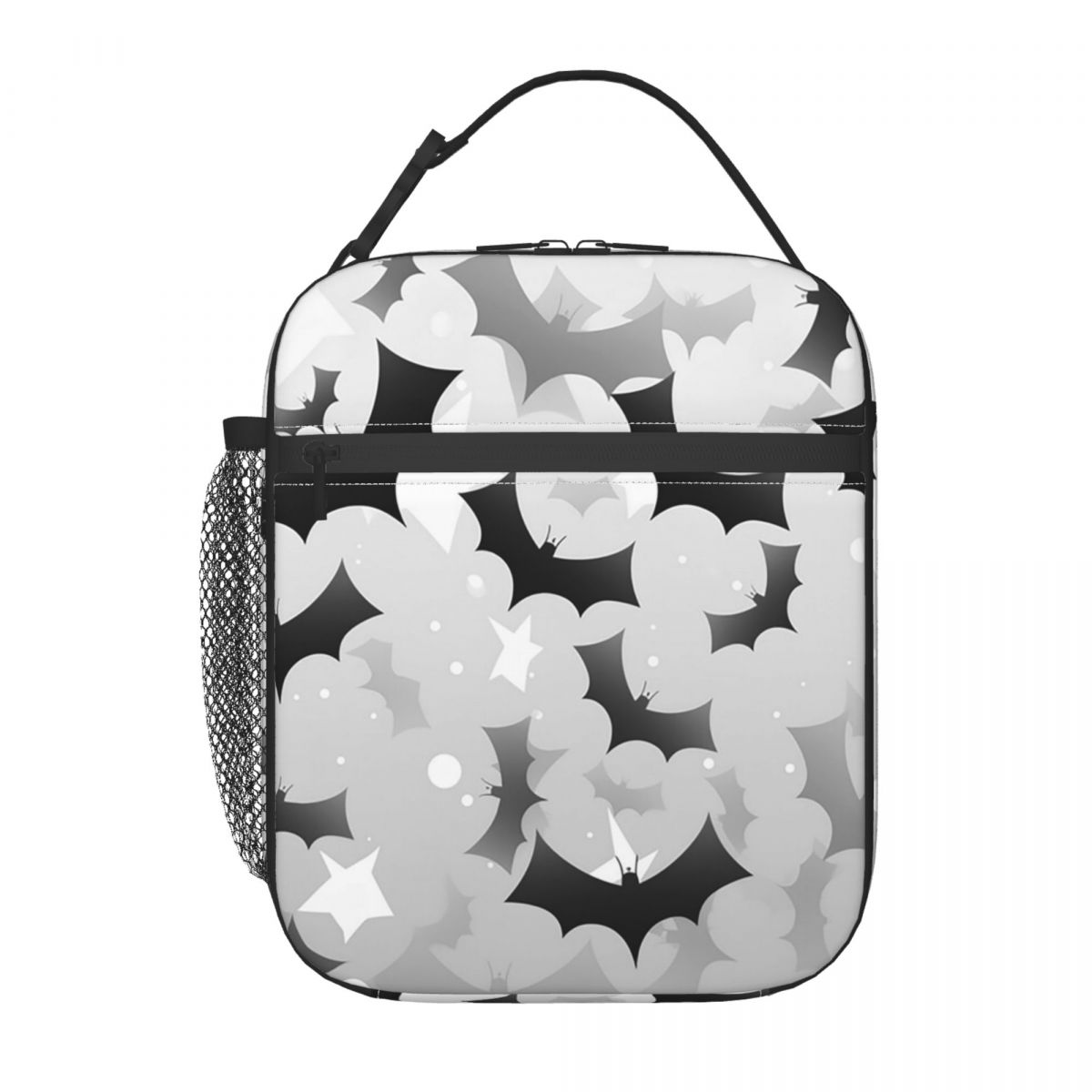 

Chic Black And White Bat Insulated Lunch Bag for Kids School Cooler Thermal Food Box Tote Leakproof Lunch Boxes Container One Size