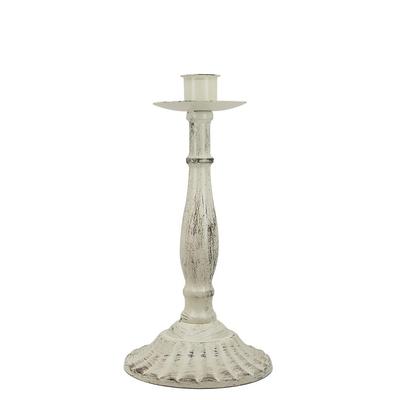 White Aged Metal Candle Holder