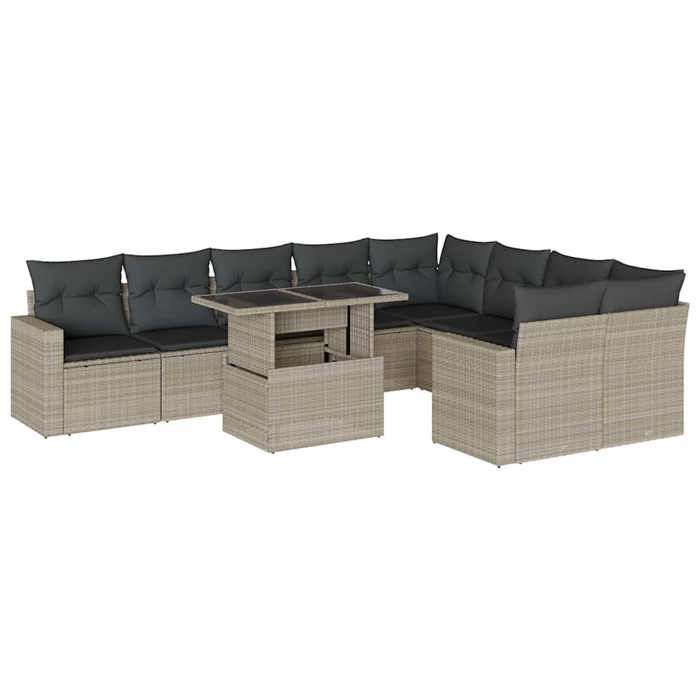 VidaXL Salon de jardin avec coussins 10 pcs gris clair résine tressée 3267502