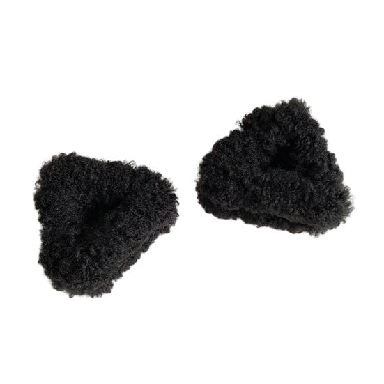 

1 пара плюшевых заколок для волос в виде кошачьих ушек, нескользящие треугольные боковые заколки для челки чёрный