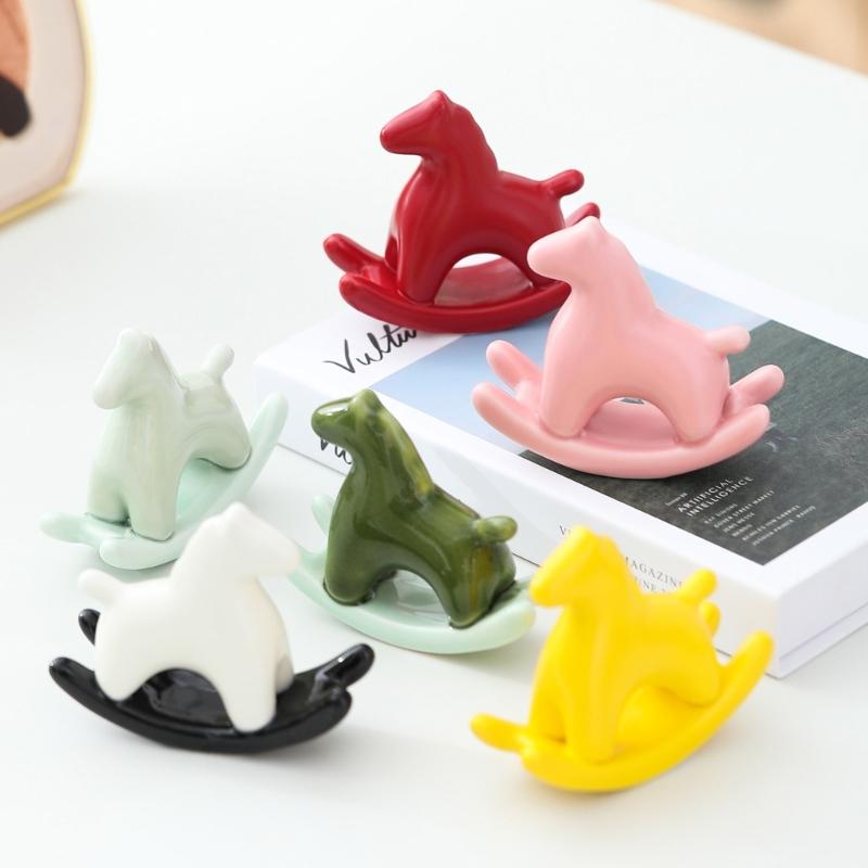 Creative Ceramic Rocking Horse Figurine Exquisited Design Animal Decoration Adds Charm To Any Room