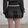 UNIFREE Women's Plaid Patchwork Pleated Mini Skirt