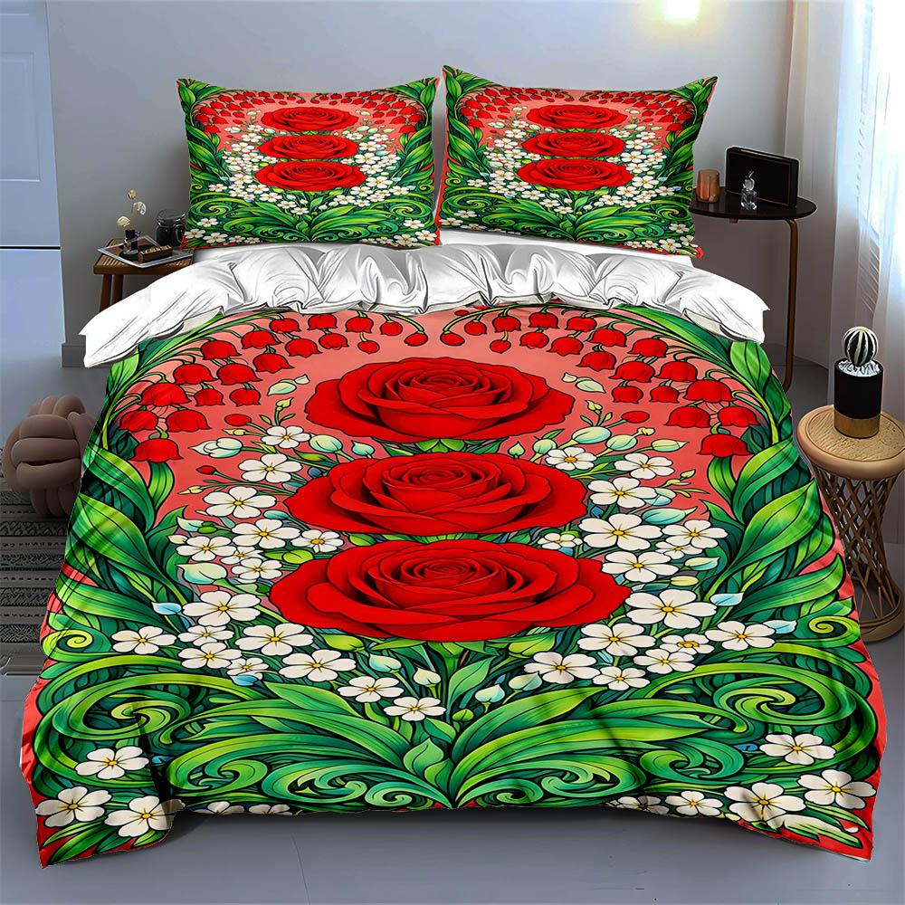 Floral, Vibrant, Decorative. Bedding Duvet Cover Sets Duvet Covers Pillowcases Gifts (1 * Duvet Cover 2 * Pillowcases, Without Duvet Insert)