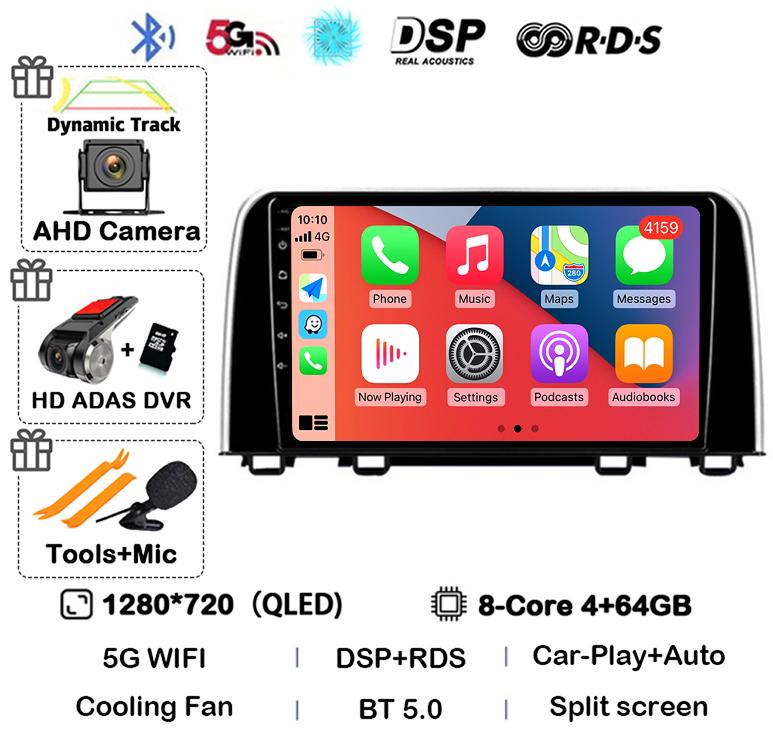Android 14 Carplay Auto Car Radio For Honda CRV 2016 2017 2018 2019 2020 2021 Multimedia Video Player GPS Stereo WIFI Head Unit