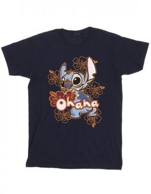 Girls Lilo And Stitch Ohana Orange Hibiscus Cotton T-Shirt