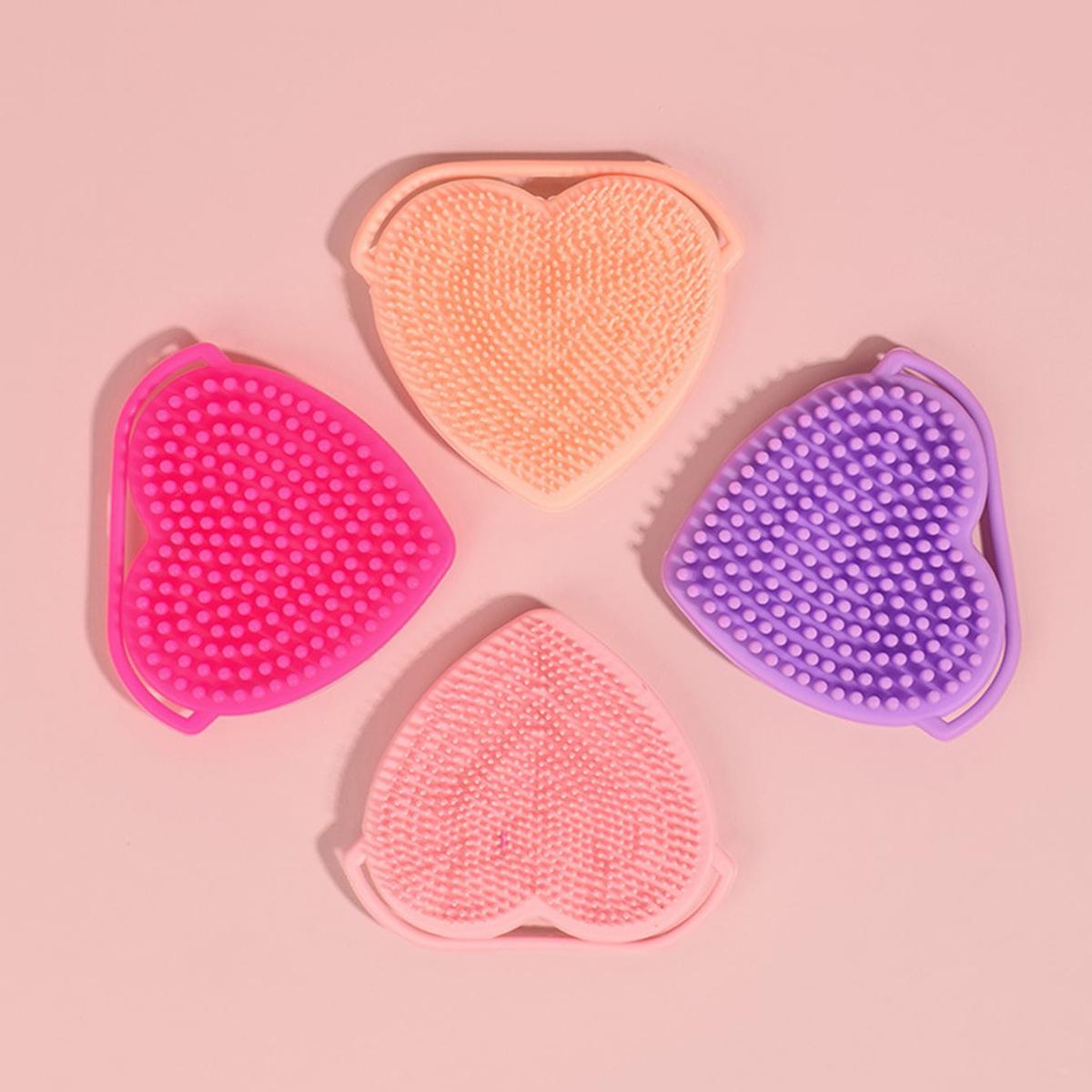 

1pc-Soft Silicon Hair Washing 3D New Heart Silicone Shampoo Brush Hair Scalp Massager Shampoo Dry Wet Dual Use for Home фиолетовый