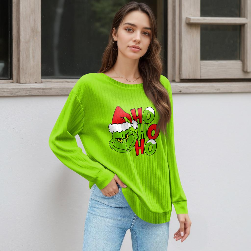 Women's Printed Lightweight Brushed-Cotton Round Neck Top