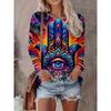 Womens Casual Abstract Print Long Sleeve Crew Neck T-Shirt 3D Effect 2025 Comfort Fit