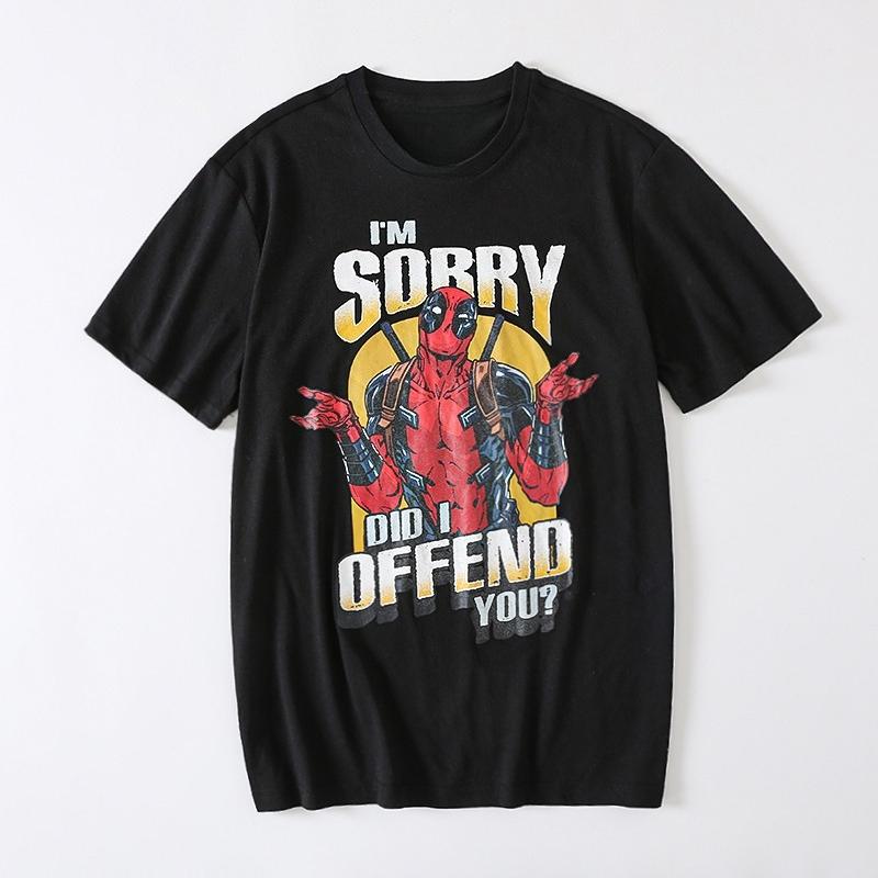 

Авторизованная Marvel Мужская хлопковая спортивная одежда Marvel Deadpool Фитнес Комфорт и Повседневная футболка с коротким рукавом Футболка Мужская 4XL