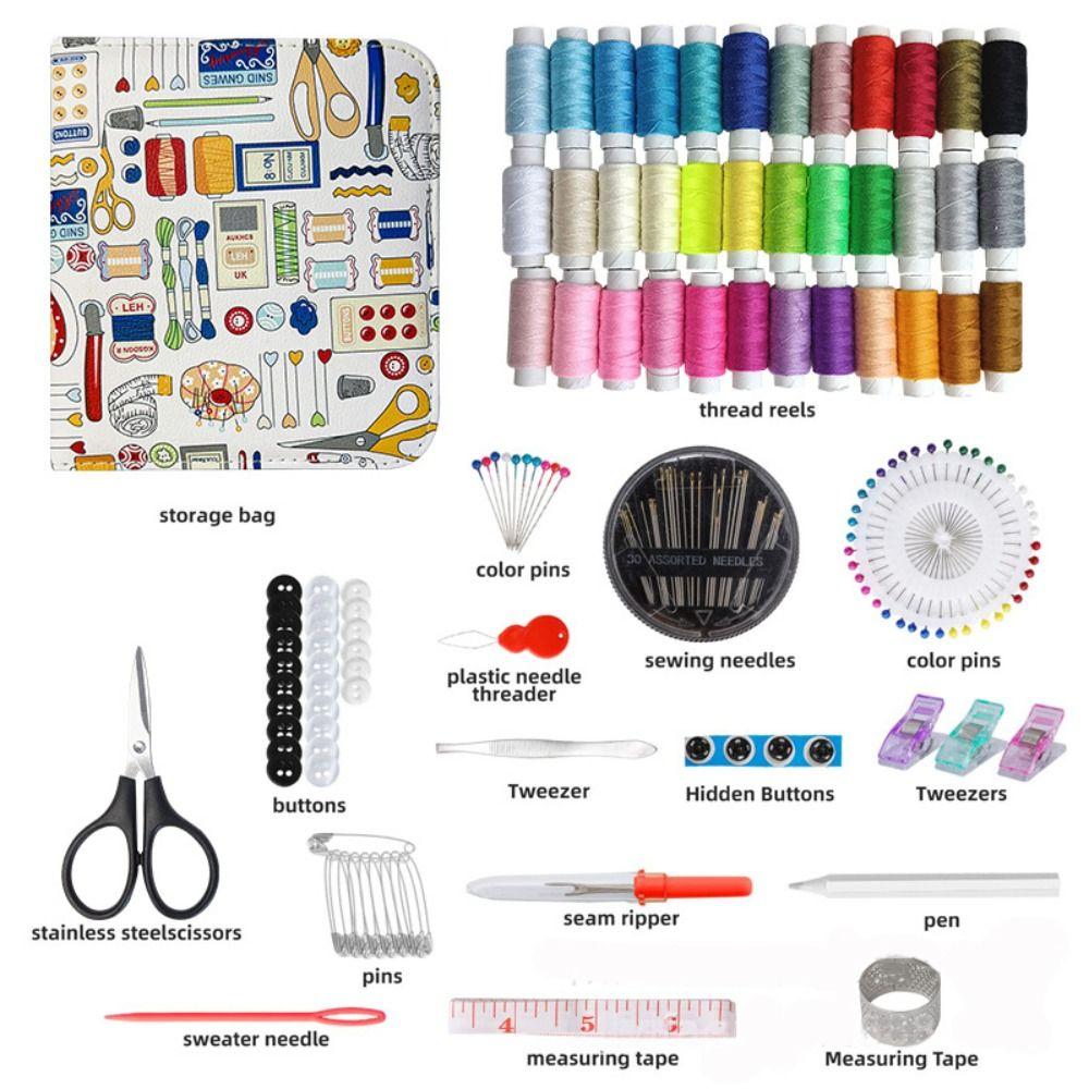 168/170pcs/set Scissors Sewing Kit Portable Needles Thread  Box Sewing Box Set  Household
