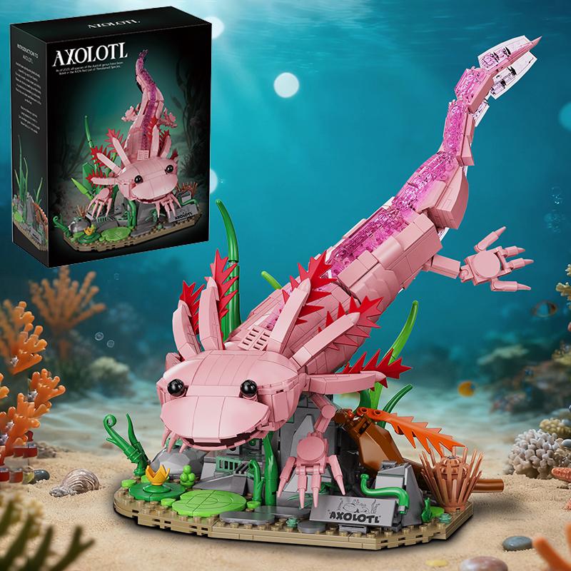 MOC 998Pcs Sealife Animal Axolotl Building