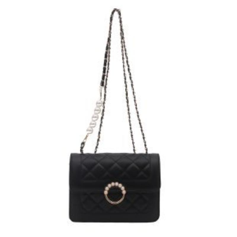 

Chain diamond bag women s new fashion shoulder messenger bag pearl women s small square bag One size fits all чорний