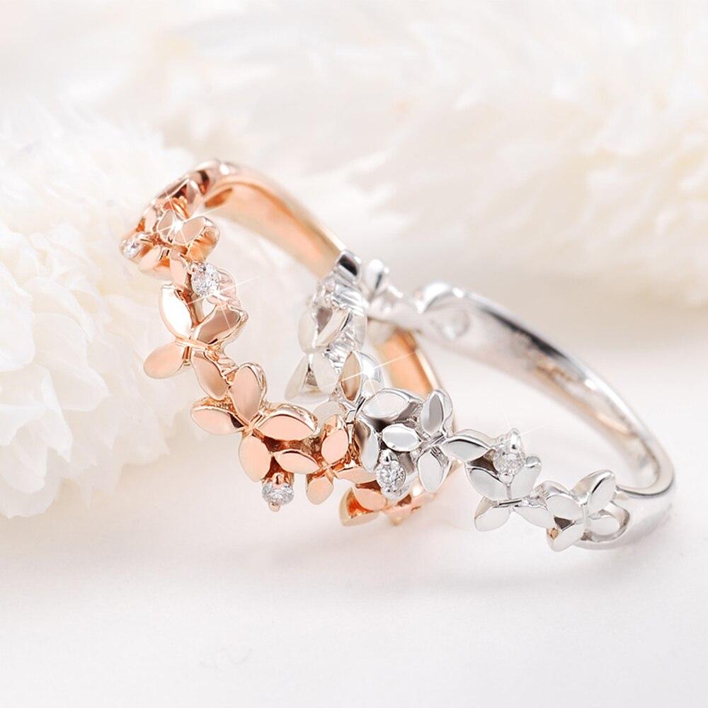 Fresh Flower Finger Ring for Women Silver Color/Rose Gold Color Aesthetic Rings Party Fancy Birthday Gift Fashion Jewelry